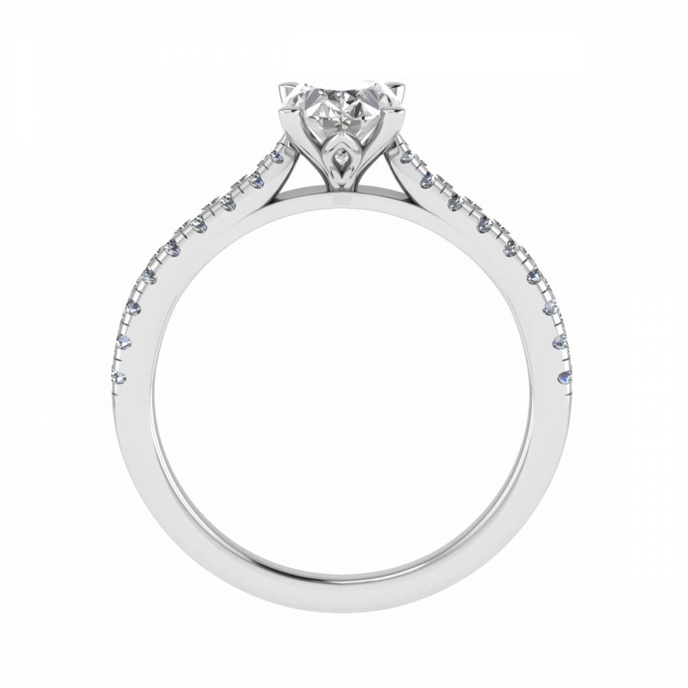 Oval Diamond Shoulder Set Ring W