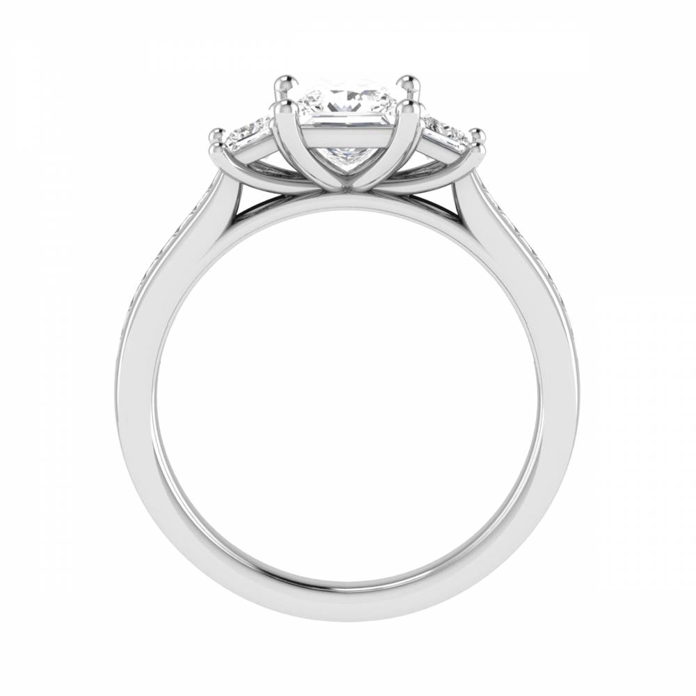 3 Stone Princess Diamond Shoulder Set Ring P