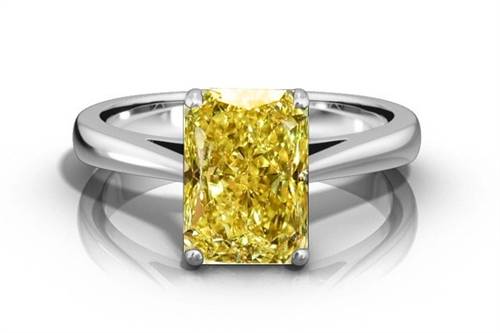 Elegant Fancy Yellow Radiant Diamond Engagement Ring W