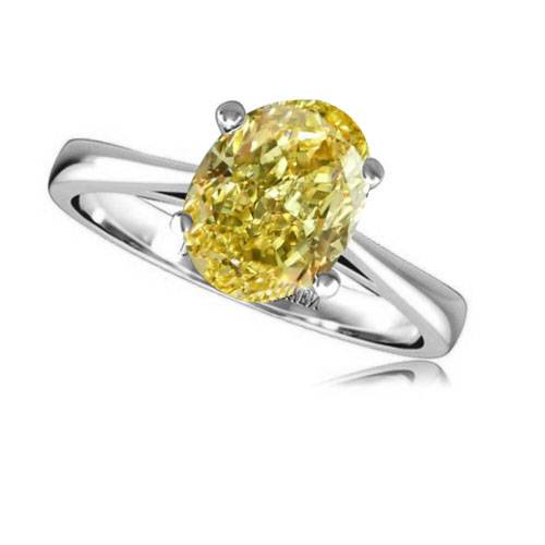 Fancy Yellow Oval Diamond Solitaire Ring W