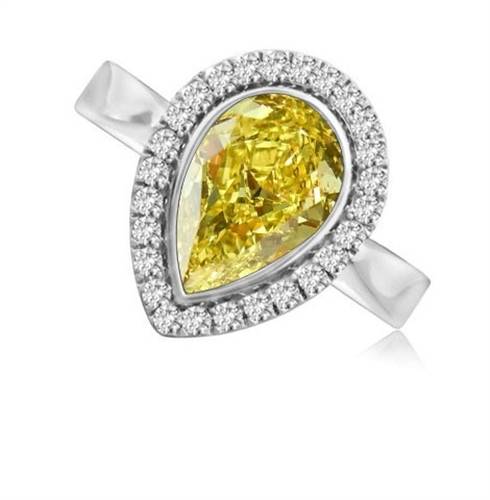 Fancy Yellow Pear Diamond Cluster Ring P