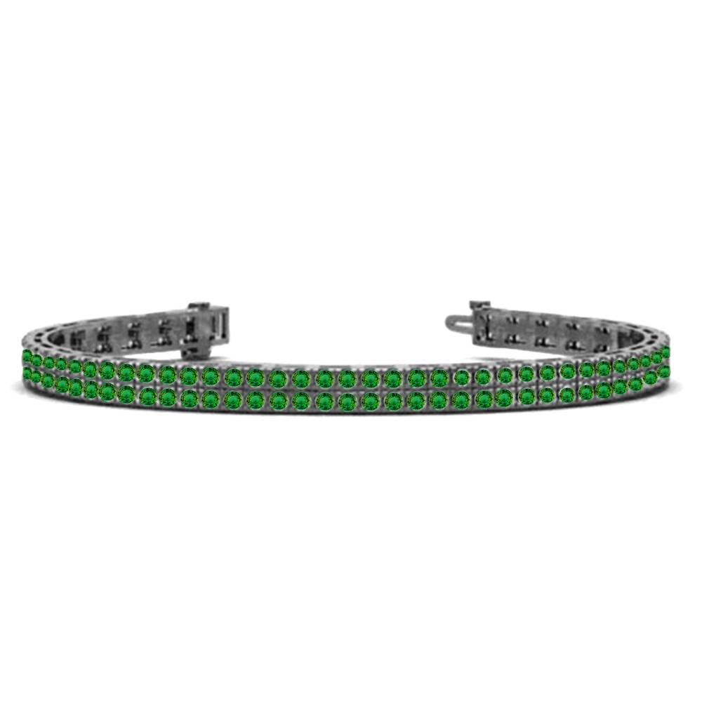Mens Double Row Round Green Emerald Tennis Bracelet P