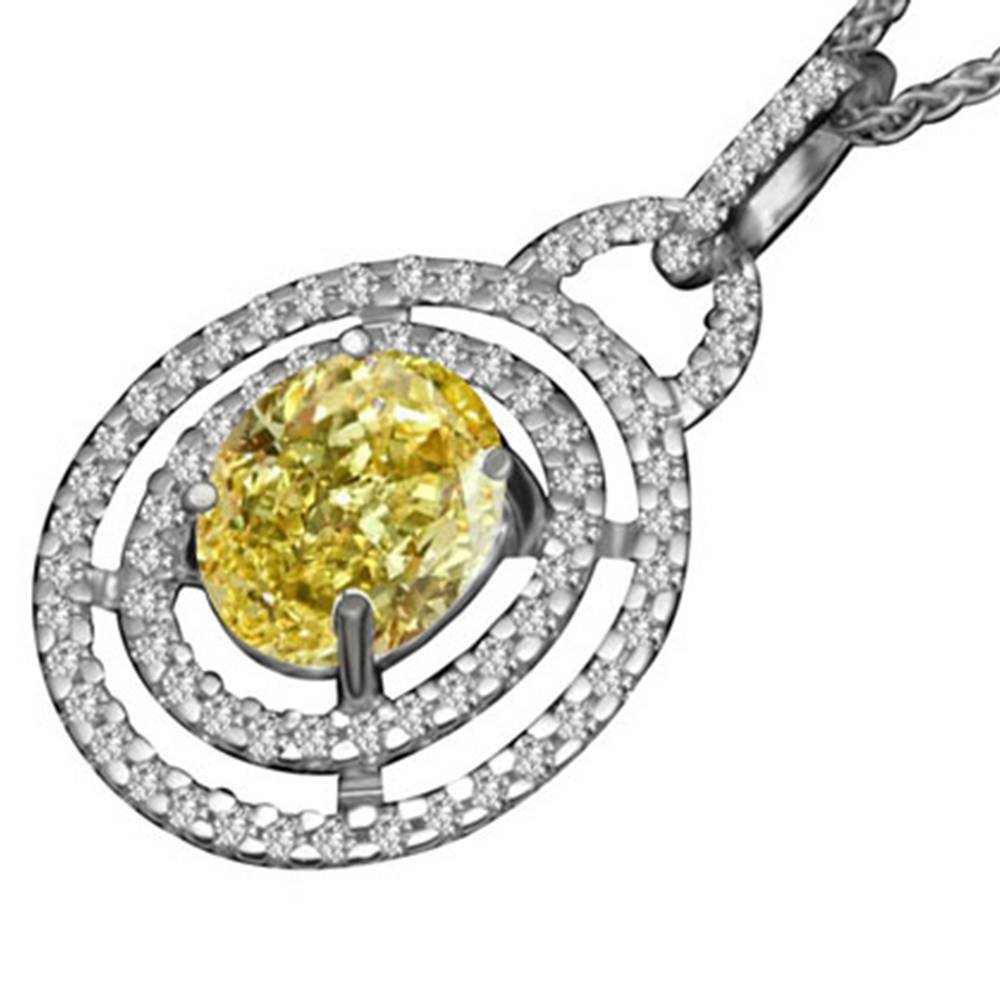 Fancy Yellow Oval Diamond Halo Pendant W