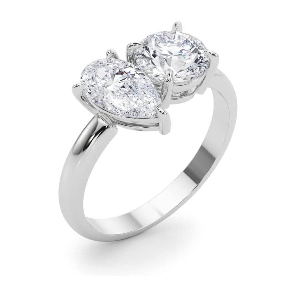 Pear and Round Two Stone Diamond Ring P