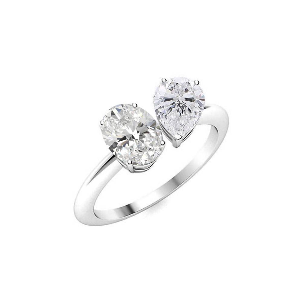 Oval & Pear Two Stone Diamond Ring P