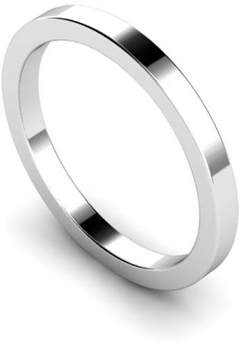 DHWAL2 Flat Wedding Ring - 2mm width, Medium depth P