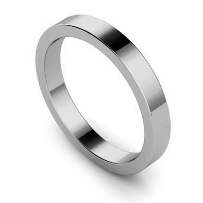 DHWAL3 Flat Wedding Ring - 3mm width, Medium depth P