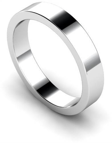 DHWAL4 Flat Wedding Ring - 4mm width, Medium depth P