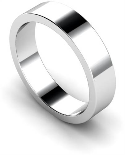 DHWAL5 Flat Wedding Ring - 5mm width, Medium depth White Gold