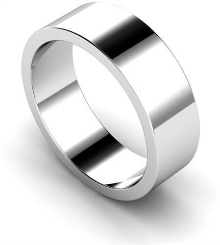 DHWAL7 Flat Wedding Ring - 7mm width, Medium depth P