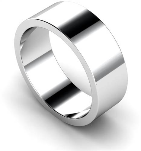 DHWAL8 Flat Wedding Ring - 8mm width, Medium depth P