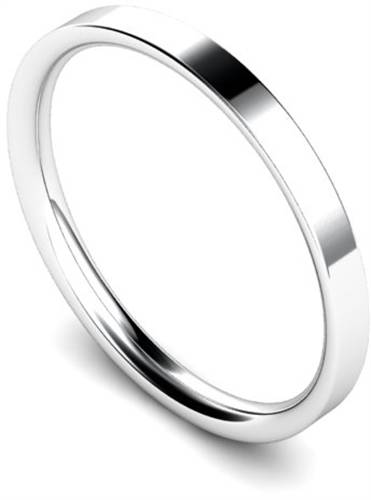 DHWCL2 Flat Court Wedding Ring - 2mm width, Thin depth P