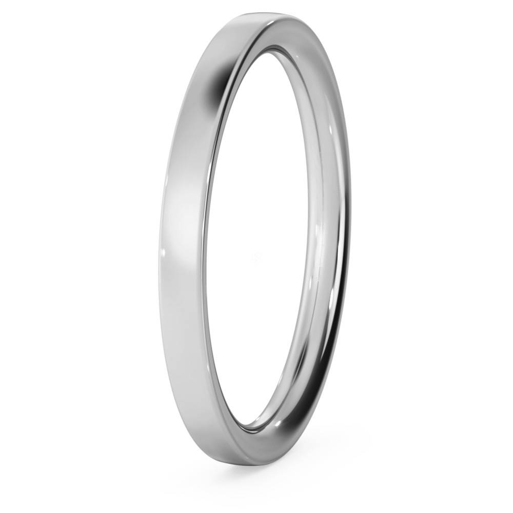 DHWCL2M Flat Court Wedding Ring - 2mm width, Medium depth W