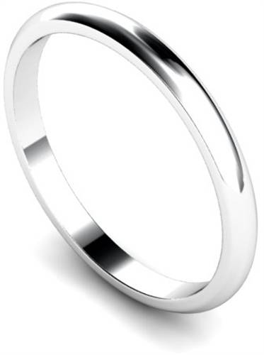DHWDL2 D Shape Wedding Ring - Lightweight, 2mm width W