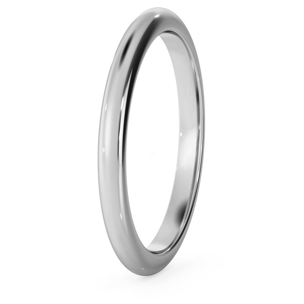DHWDL2M D Shape Wedding Ring - 2mm width, Medium depth P