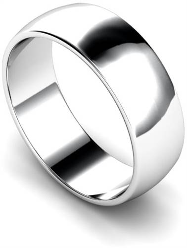 DHWDL7 D Shape Wedding Ring - Lightweight, 7mm width P