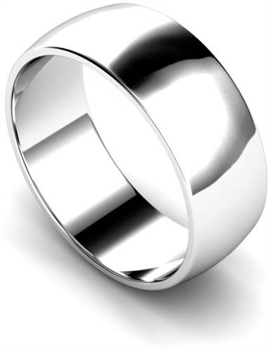 DHWDL8 D Shape Wedding Ring - Lightweight, 8mm width W