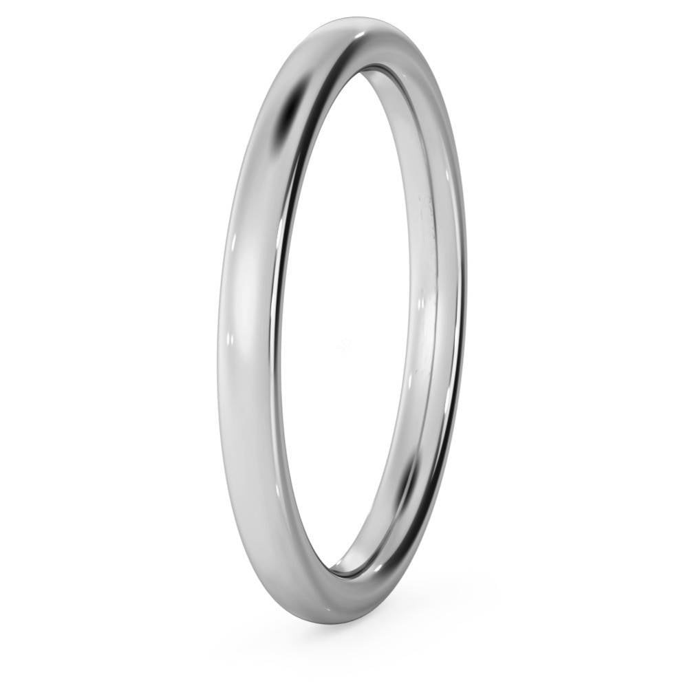 DHWEL2M Traditional Court Wedding Ring - 2mm width, Medium depth Platinum