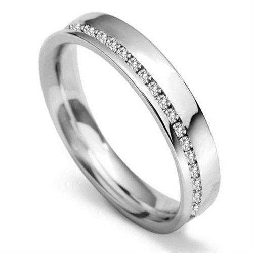 4mm Full Diamond Offset Wedding Ring P