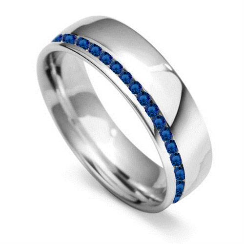 6mm Round Blue Sapphire Gemstone Full Wedding Ring W