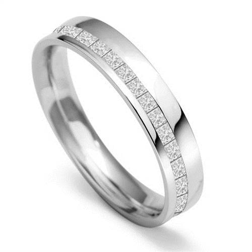 4mm Princess Diamond Offset 40% Wedding Ring P