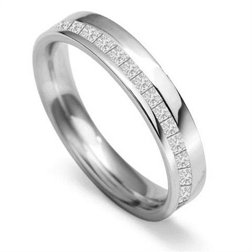 4mm Offset Princess Diamond 60% Wedding Ring P
