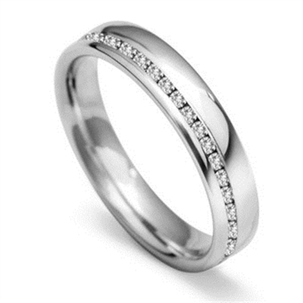 4mm Offset Round Diamond 60% Wedding Ring W