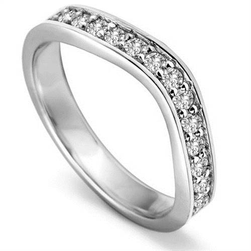 3.5mm Round Diamond Set Shaped Wedding Ring P