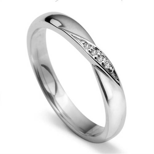 3mm Round Diamond Set Shaped Wedding Ring P