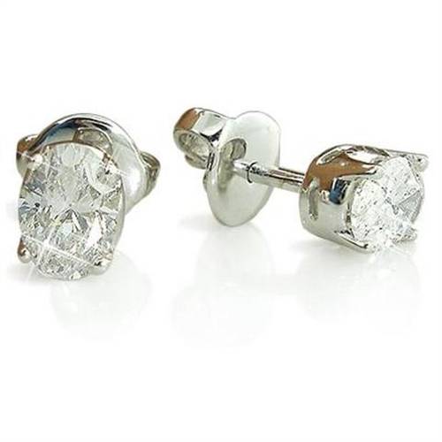 Classic Oval Diamond Stud Earrings P