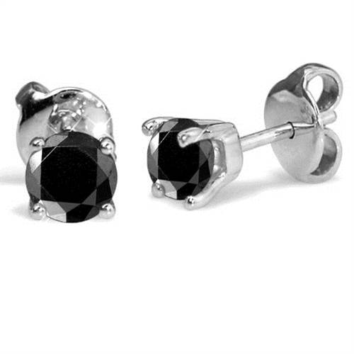 Round Black Diamond Earrings W
