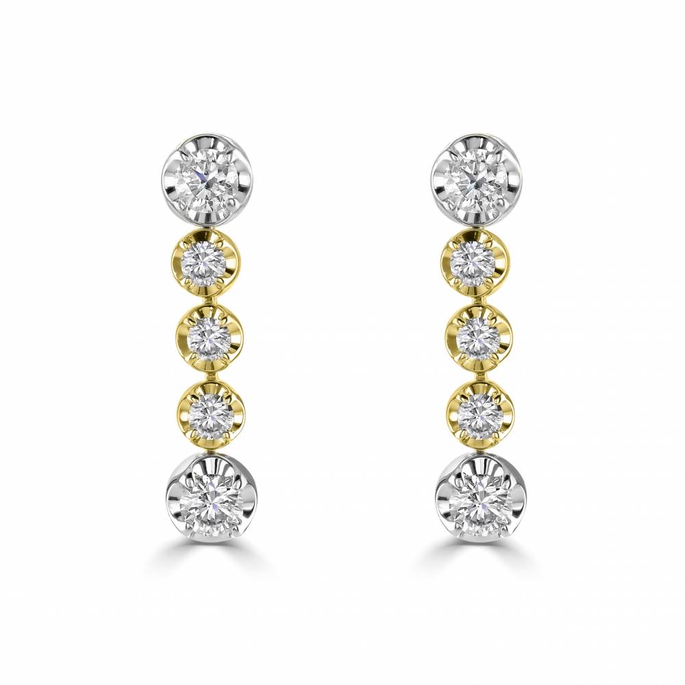 0.60ct VS/FG Round Diamond Trilogy Claw Set Earrings Image