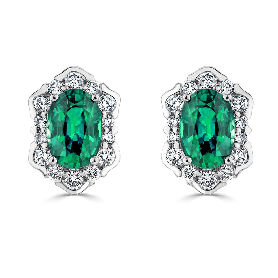 0.75ct Emerald Vintage Stud Earrings P