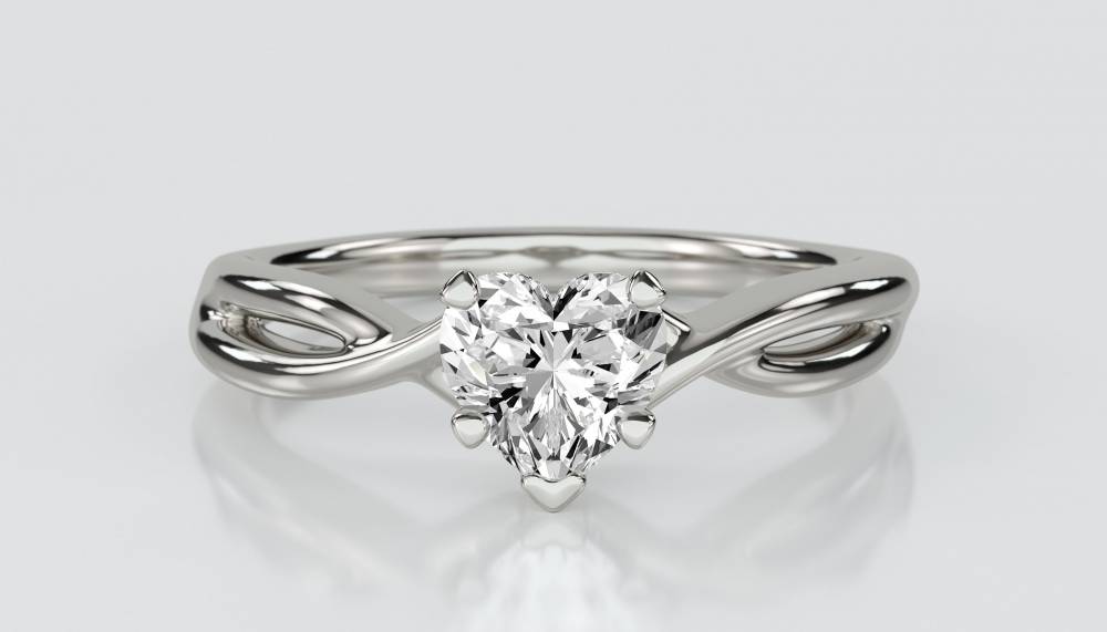 Modern Intertwined Heart Diamond Engagement Ring P