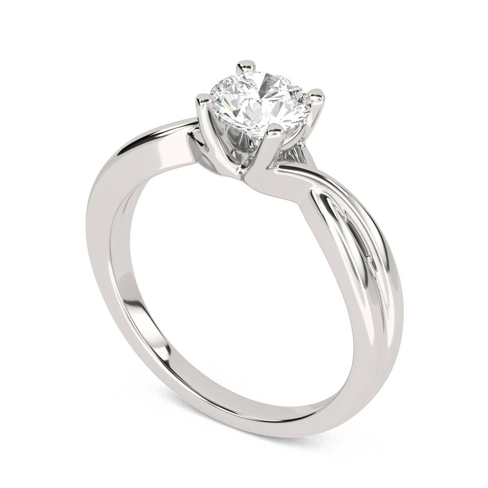 Modern Intertwined Round Diamond Engagement Ring P