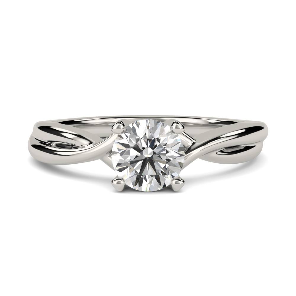 Modern Intertwined Round Diamond Engagement Ring P