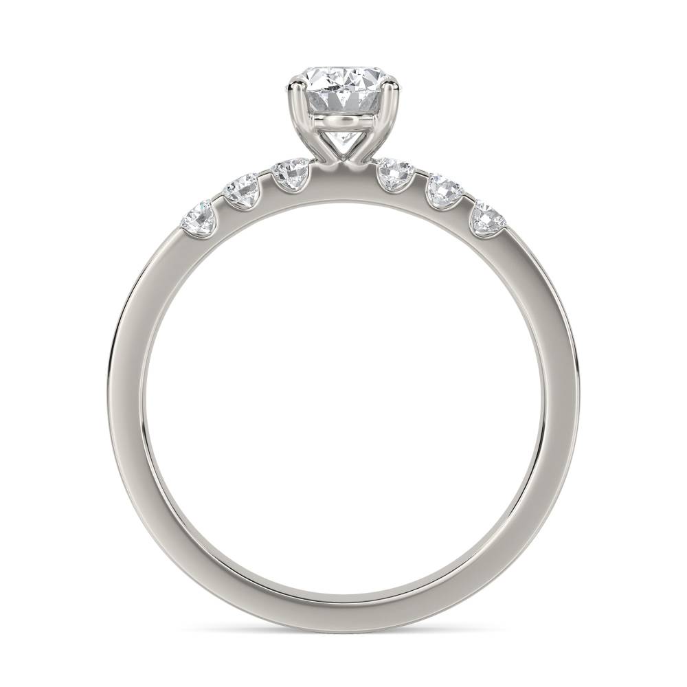 Round Diamond Shoulder Set Ring With Matching Band P
