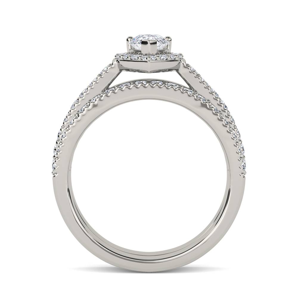 Pear Diamond Shoulder Set Ring With Matching Band P