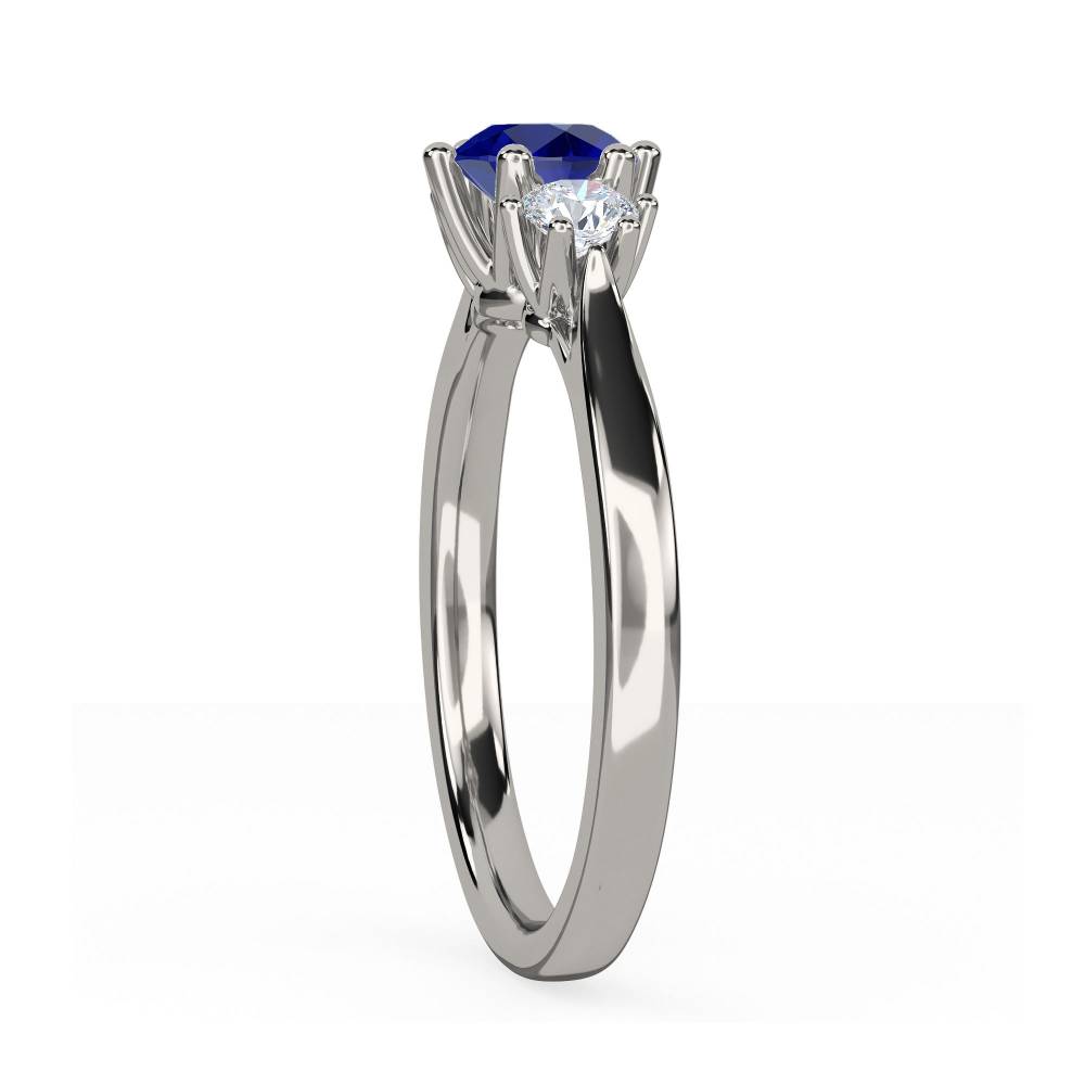 Elegant Blue Sapphire & Diamond Trilogy Ring P