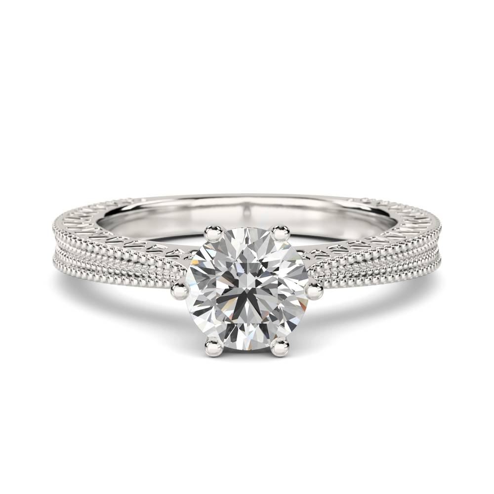 Unique Single Round Diamond Vintage Filgree Style Ring P