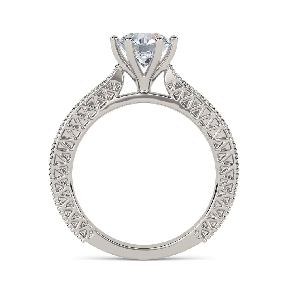Unique Single Round Diamond Vintage Filgree Style Ring P
