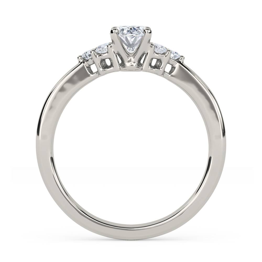 Oval Diamond Side Stone Cluster Ring P