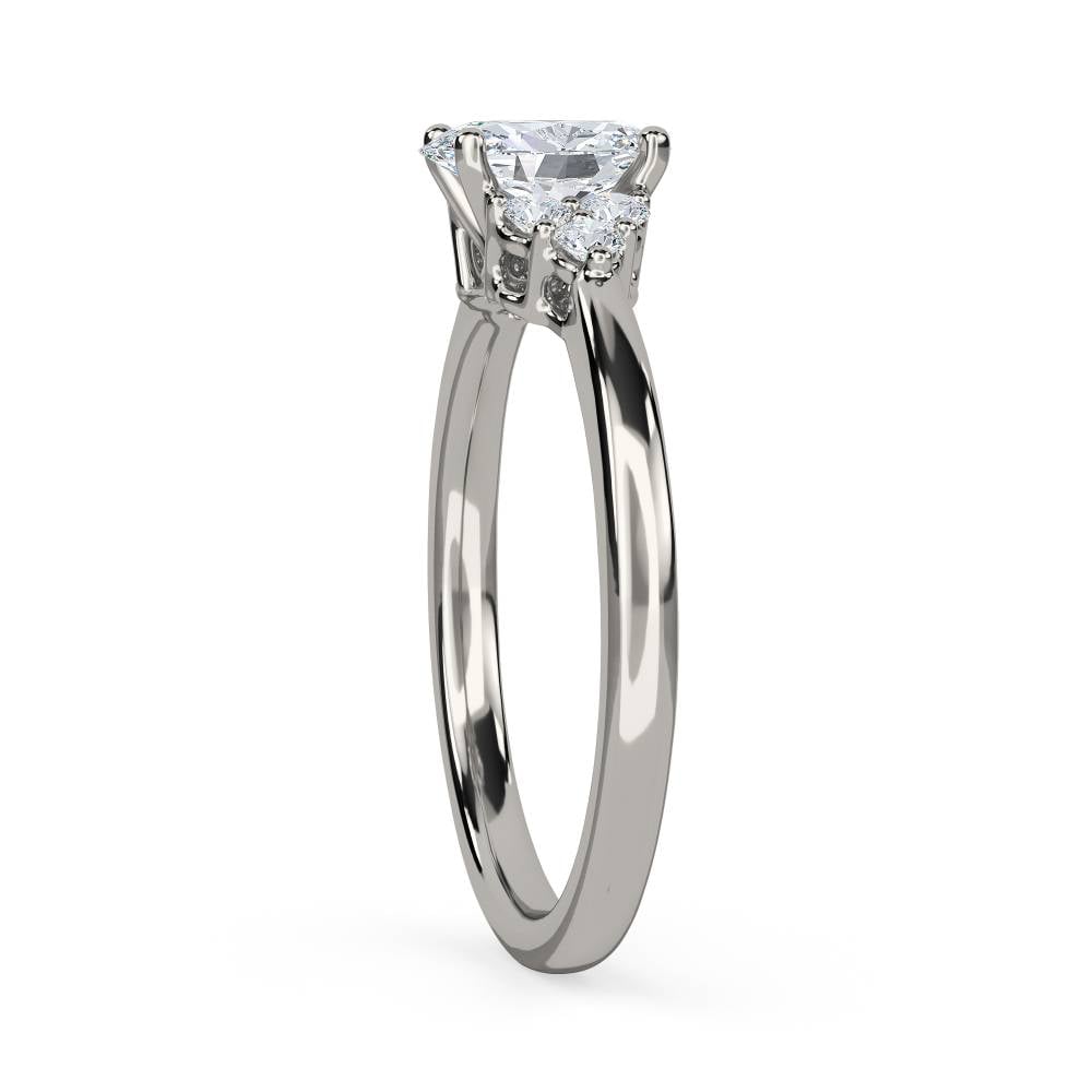 Oval Diamond Side Stone Cluster Ring P