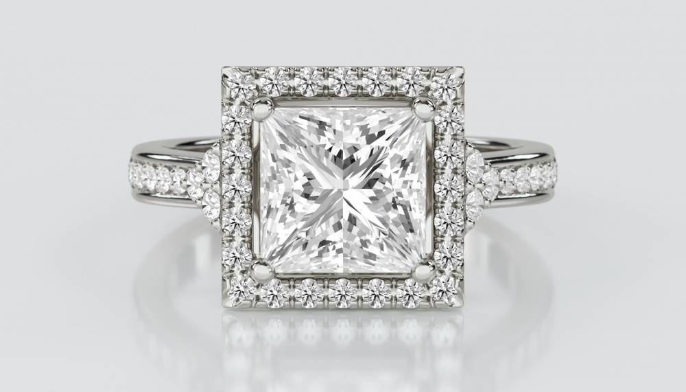 Princess Diamond Single Halo Designer Ring P