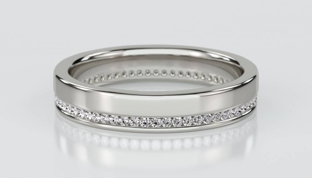 Brushed Finish 4mm Round Diamond Wedding Ring P