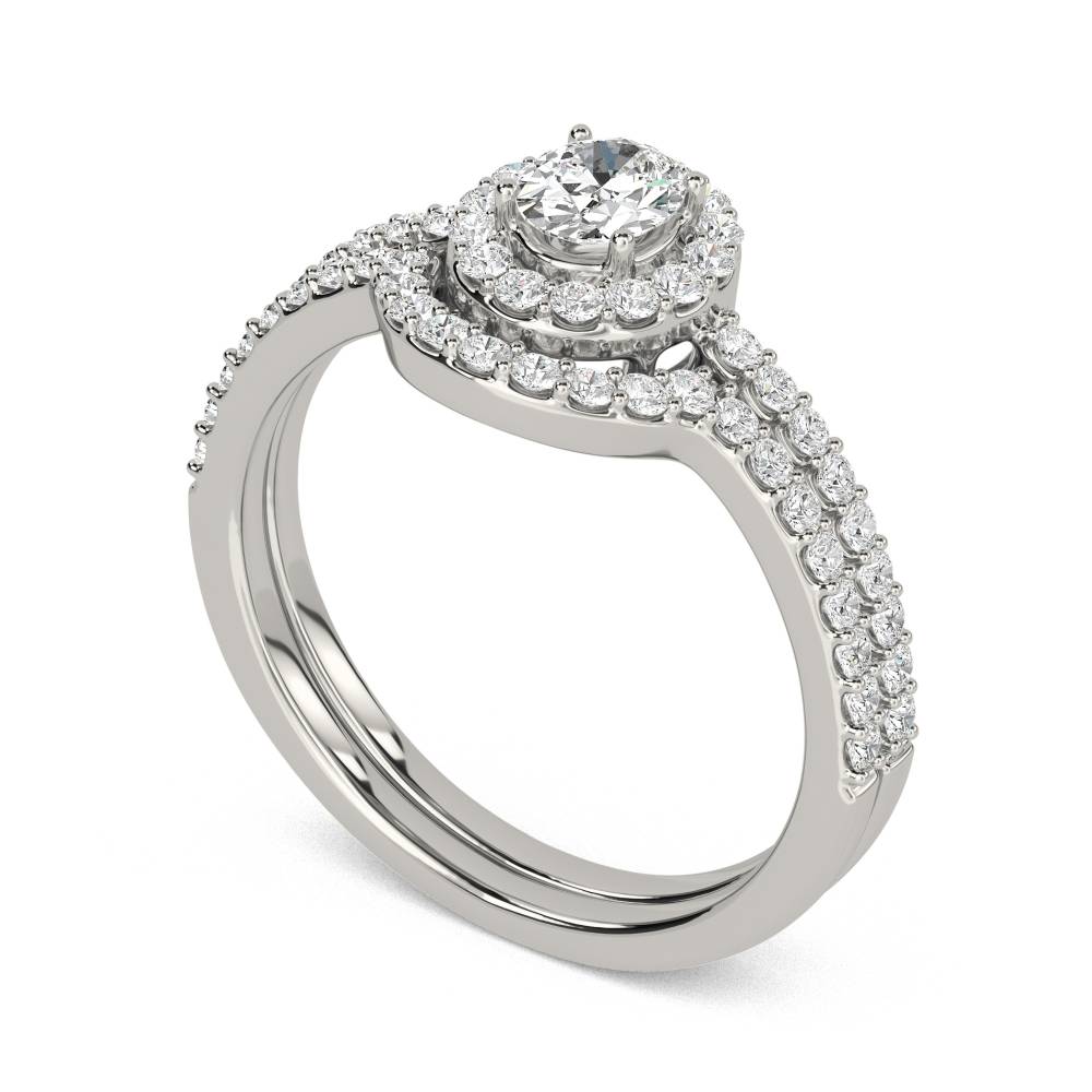 Oval Shoulder Set Ring With Matching Band P