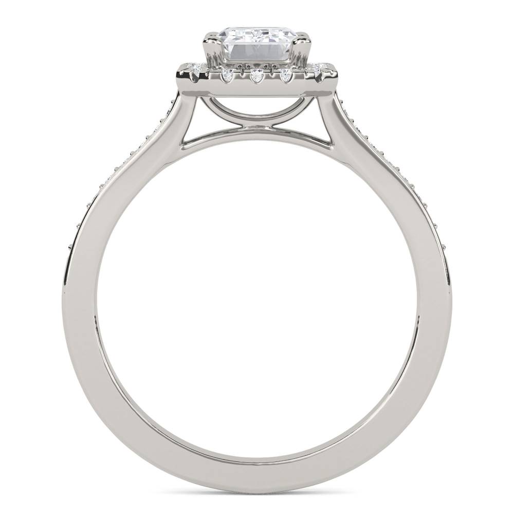 Emerald Diamond Single Halo Shoulder Set Ring P
