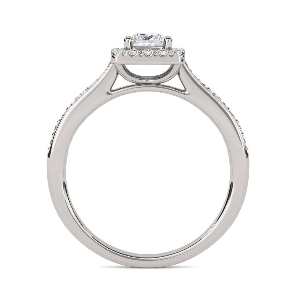 Princess Diamond Single Halo Shoulder Set Ring P