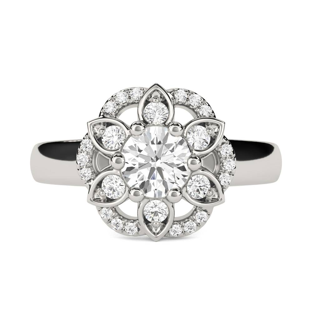 Flower Style Round Diamond Designer Ring P