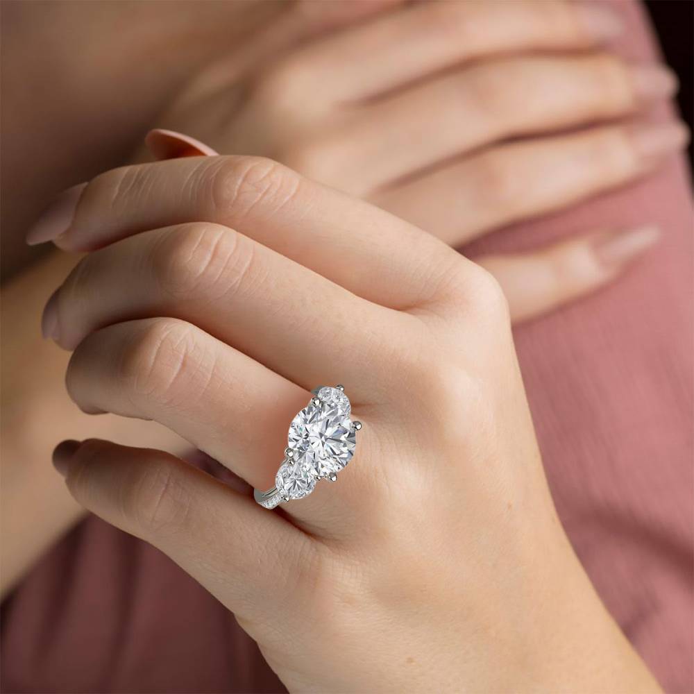 3 Stone Diamond Ring With Shoulder Diamonds P
